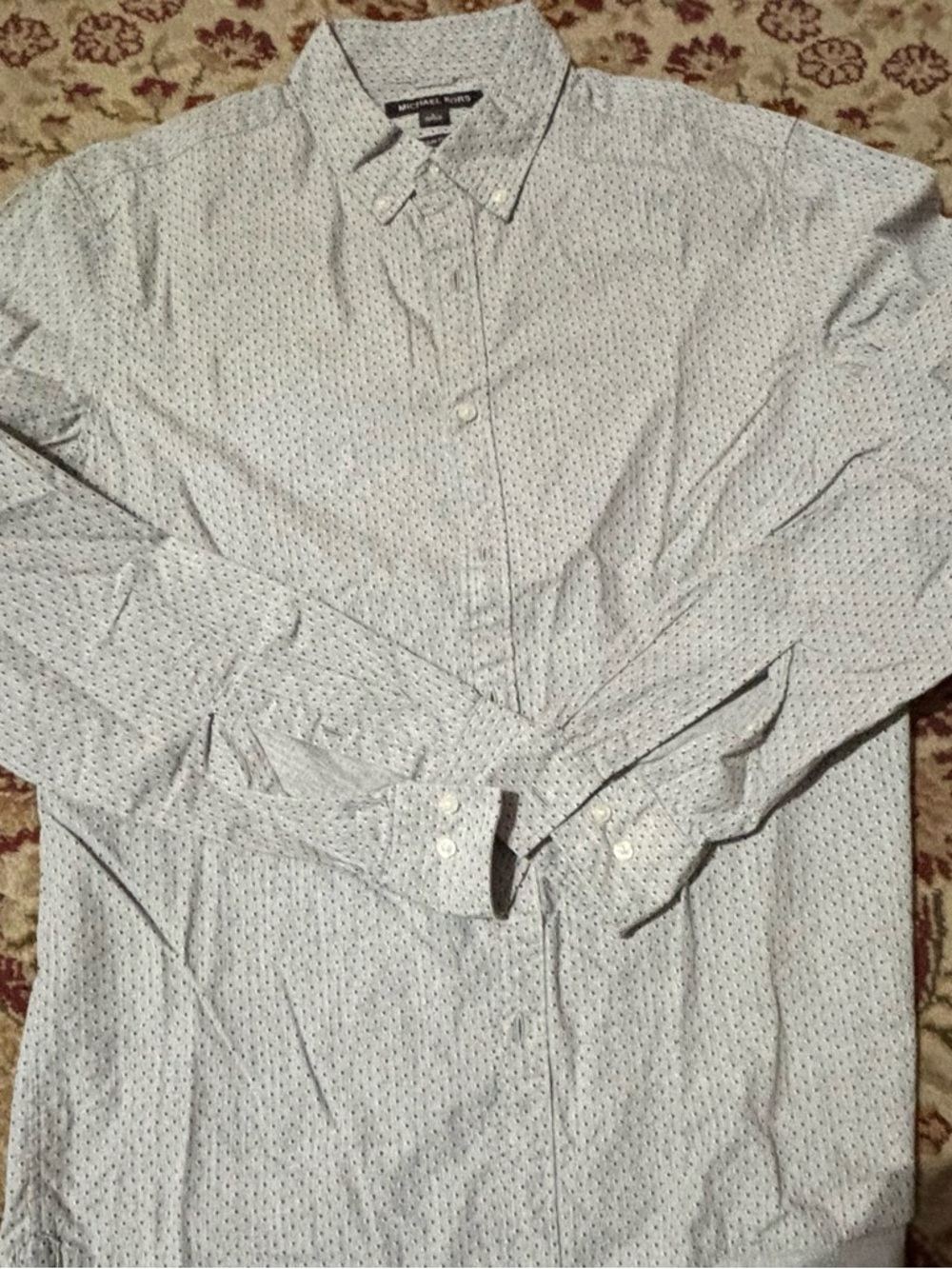 Michael Kors Men’s Light Blue Patterned Button-Down Shirt size large slim fit